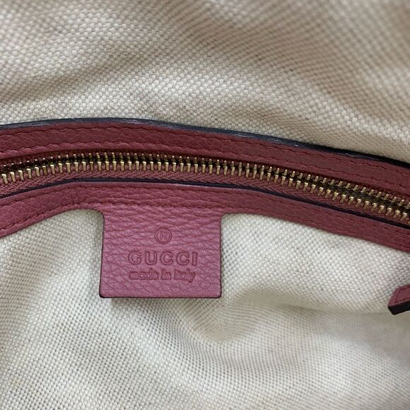 Auth Gucci Rose Pink Leather Web Line Boston Speedy 2way Tote Bag Preloved - Picture 12 of 16